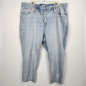 Madewell Jeans The High-Rise Slim Crop Boy Jean, Button Fly, Raw Hem Size 36